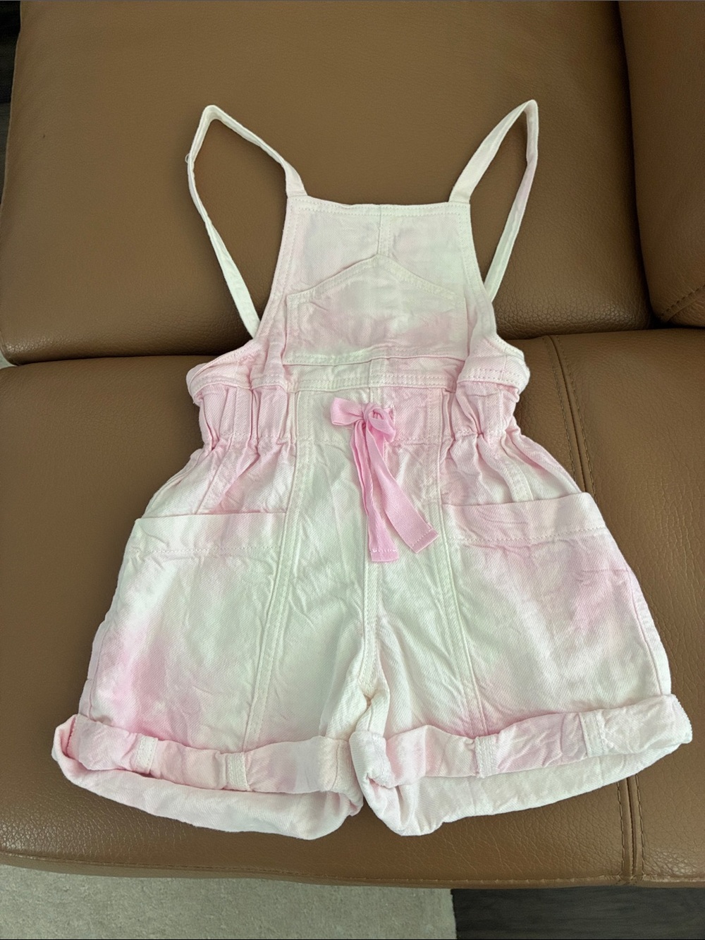 Pink Tie-Dye Kids Overalls Shorts